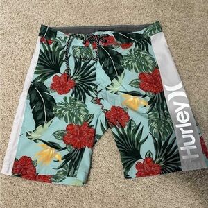 Hurley Floral Print Swim Trunks